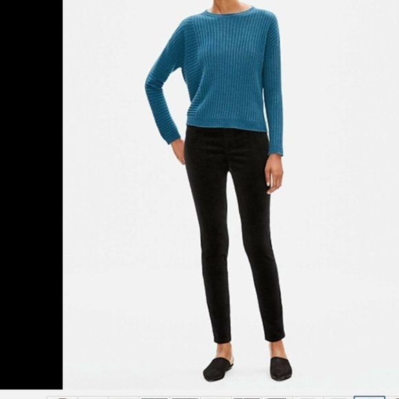 Eileen Fisher Size S Stretch pinwale Corduroy navy legging - Picture 13 of 13
